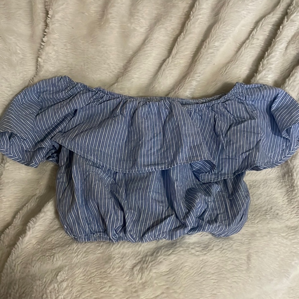 Blue pinstripe crop top